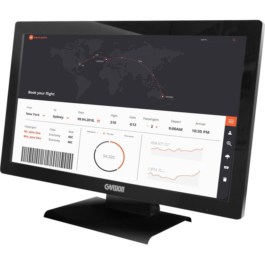 GVISION, 21.5INCH LCD TOUCH SCREEN, PCAP 10 POINT TOUCH (USB), DESKTOP, LED, VGA