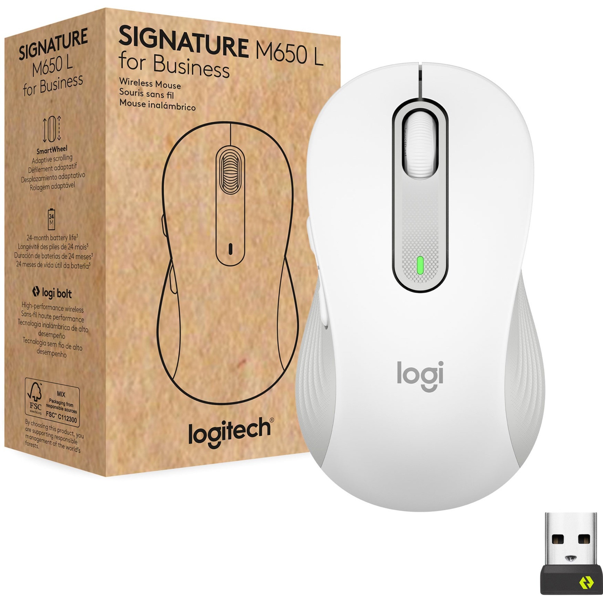 Logitech Signature M650 for Business (Off-white) - Brown Box