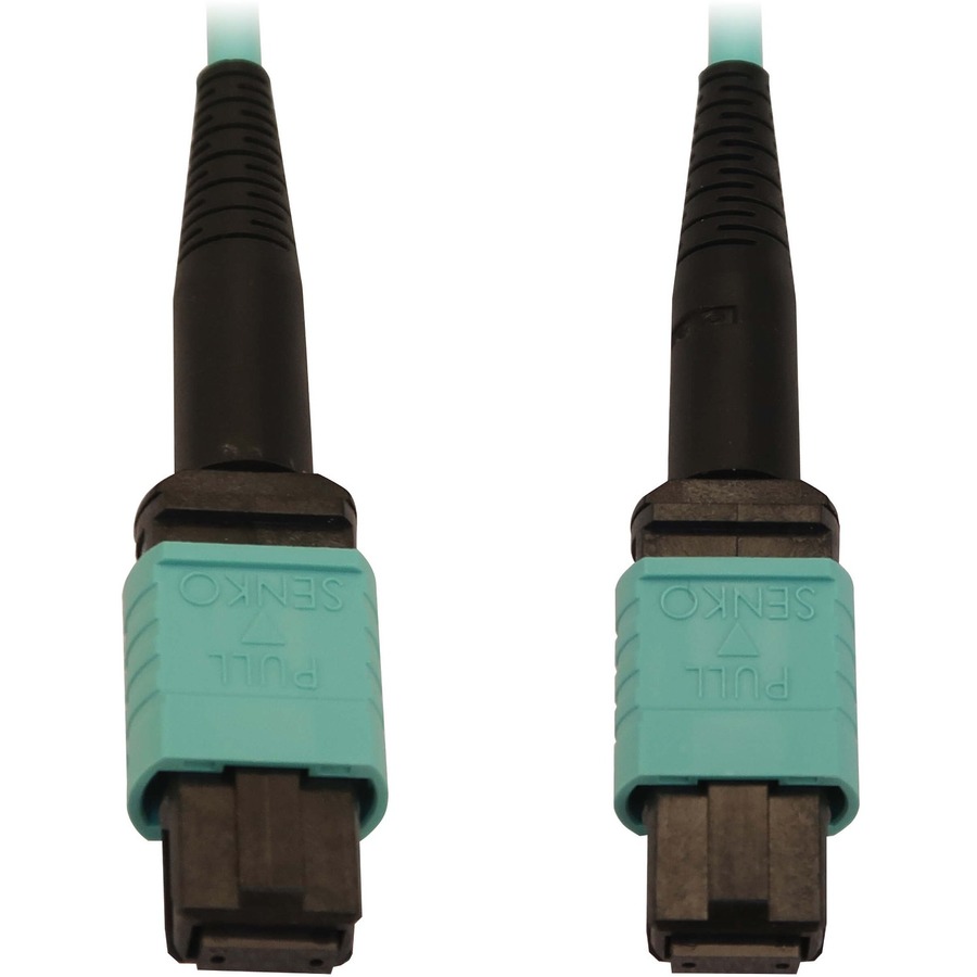 Tripp Lite by Eaton 40/100/400G Multimode 50/125 OM3 Fiber Optic Cable (12F MTP/MPO-PC F/F) LSZH Aqua 10 m (32.8 ft.)