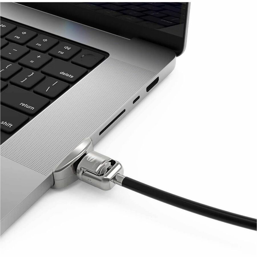 LEDGE LOCK ADAPTER FOR MACBOOK PRO 16IN M1,M2 & M3 WITH KEYED CABLE LOCK SILVER