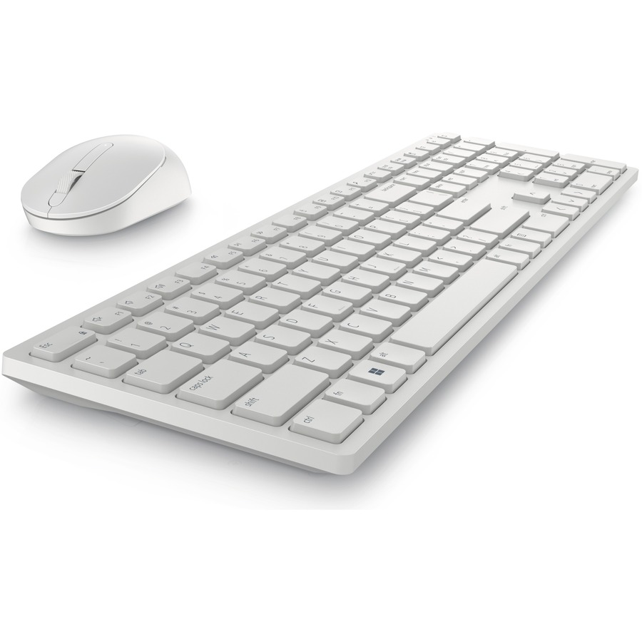 Dell Pro KM5221W Keyboard & Mouse - USB Plunger Wireless 2.40 GHz Keyboard - White - USB Wireless Mouse - Optical - 4000 dpi - QWERTY - White - Volume Control, Mute Hot Key(s) - AA