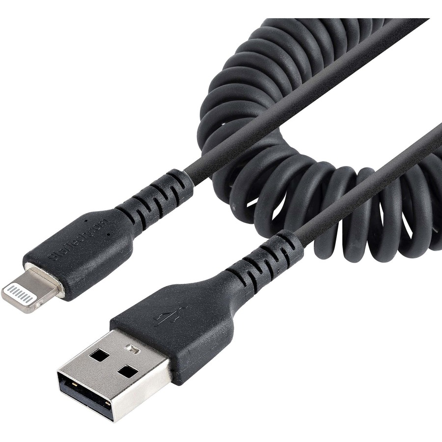 3.3FT  1M  USB TO LIGHTNING BLACK COILED CABLE