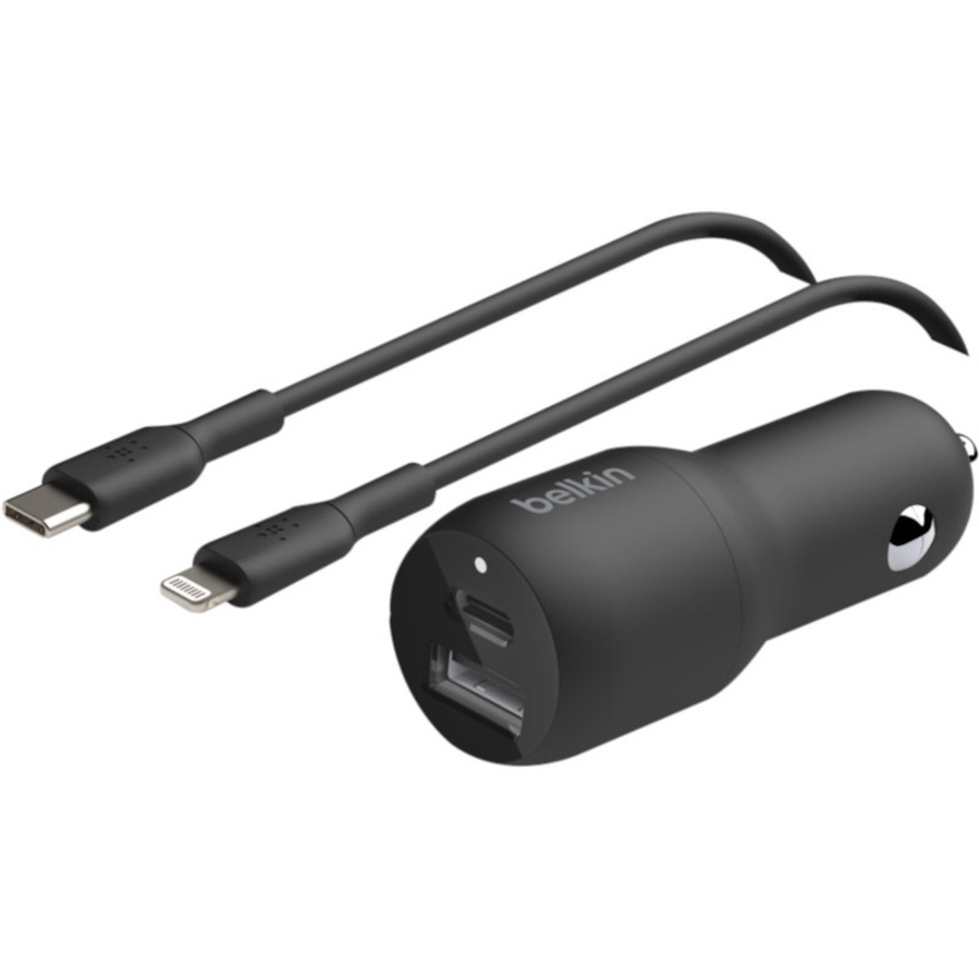 37W USB PD CAR CHARGER W/ PPS, BK W/PVC, C-LTG, 1M