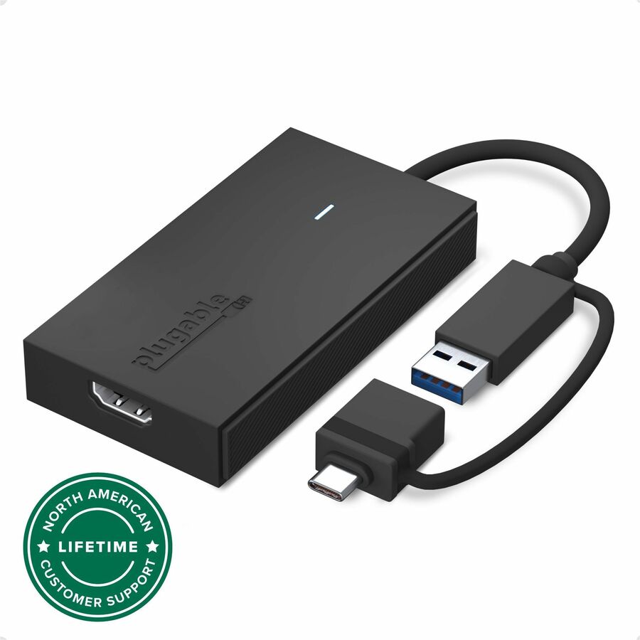 PLUGABLE USB C OR USB 3.0 TO HDMI ADAPTER, UNIVERSAL VIDEO GRAPHICS ADAPTER FOR