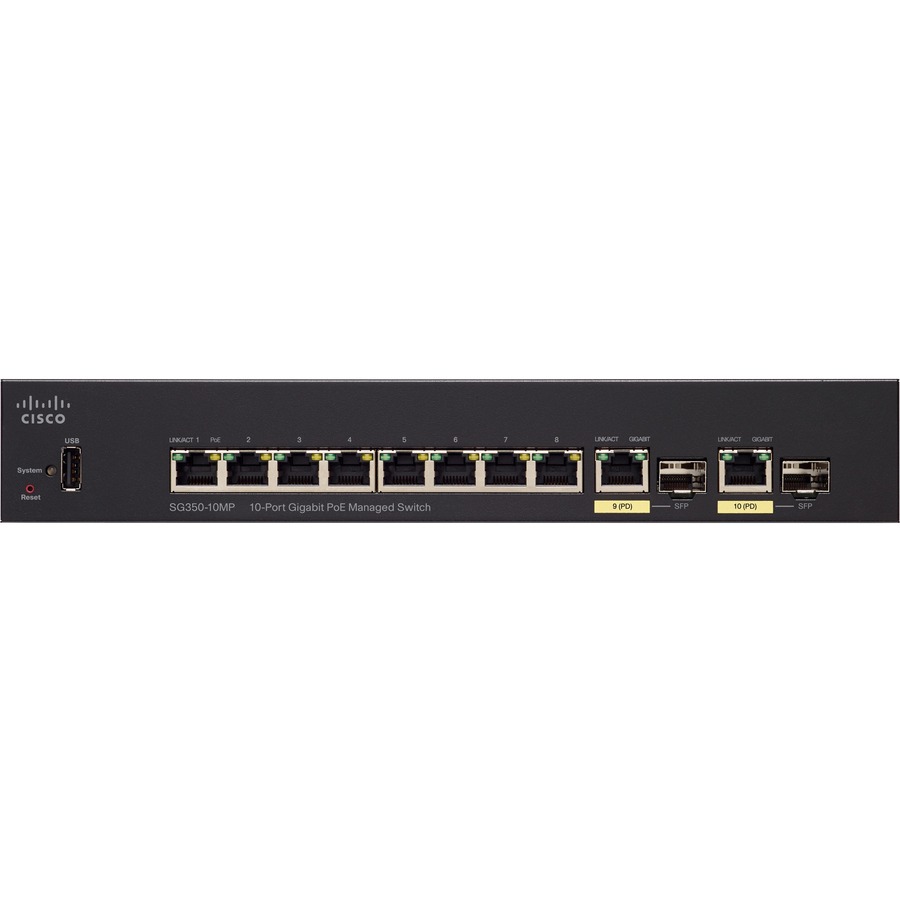 CISCO SG350-10MP 10-PRT GIGABIT POEMANAGED SW REMANUFACTURED