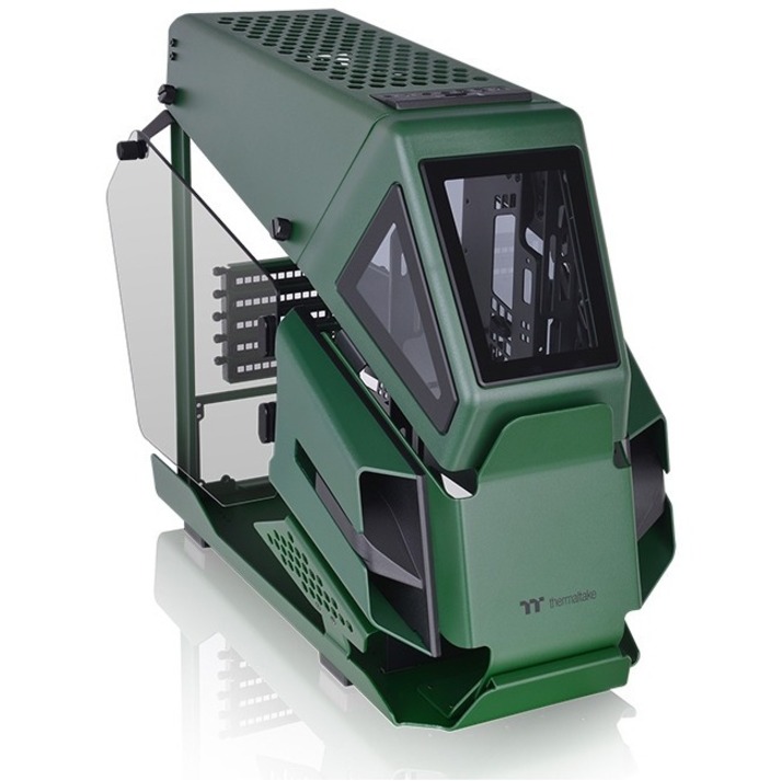 THERMALTAKE AH T200 RACING GREEN HELICOPTER STYLED OPEN FRAME TEMPERED GLASS SWI