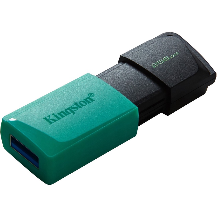 Kingston DataTraveler Exodia M USB Flash Drive - 256 GB - USB 3.2 (Gen 1) Type A - Black, Teal - 5 Year Warranty - 1 Pack