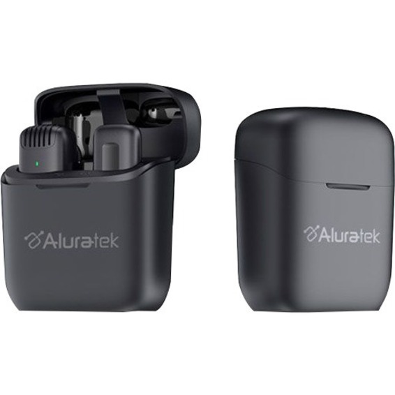 Aluratek - Wireless Vlogging Lightning Lapel Microphone with Charging Case