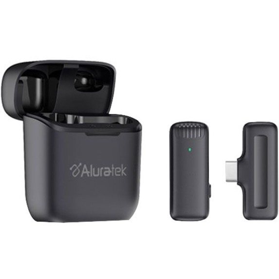 Aluratek - Wireless Vlogging USB-C Lapel Microphone with Charging Case