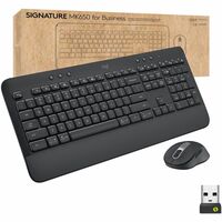 Logitech Signature MK650 Combo for Business Wireless Mouse and Keyboard Combo - USB Plunger Wireless Bluetooth/RF Keyboard - 118 Key - English (US) - Graphite - USB Wireless Bluetooth/RF Mouse - 4000 dpi - Scroll Wheel - Graphite - Symmetrical - AA - Comp