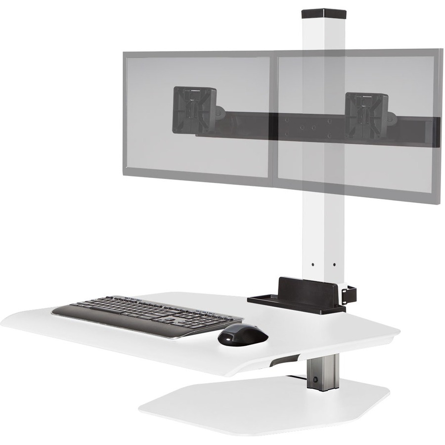 The Winston Workstation Dual Sit-Stand Converter Offers 17in Height Adjustment W