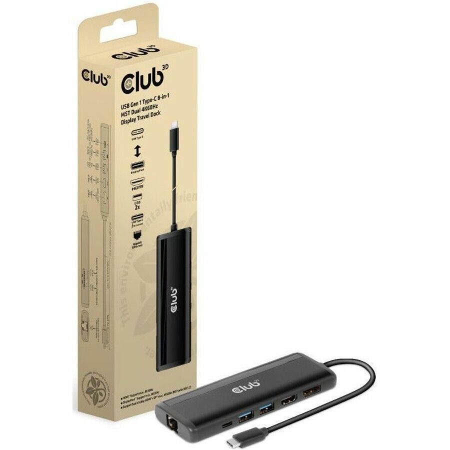 USB GEN 1 TYPE-C 8-IN-1 MST DUAL 4K60HZ DISPLAY TRAVEL DOCK WITH HDMI 8K30HZ(HDR