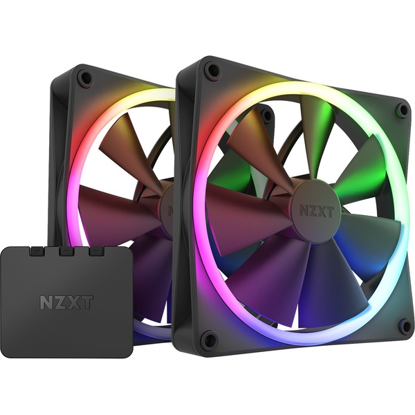 NZXT F140 RGB - 140mm RGB Fans - Twin (Black) + RGB Lighting Controller
