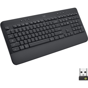 LOGITECH Signature K650 Wireless Comfort Keyboard - Wireless Connectivity - Bluetooth/RF - 32.81 ft (10000 mm) - PC, Mac - AA Battery Size Supported - Graphite