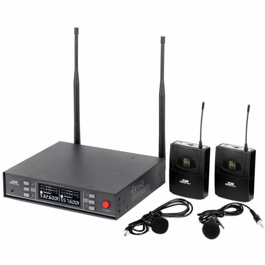 STAGE RIGHT BY MONOPRICE 200-CHANNEL UHF DUAL LAVALIER WIRELESS MICROPHONES SYST