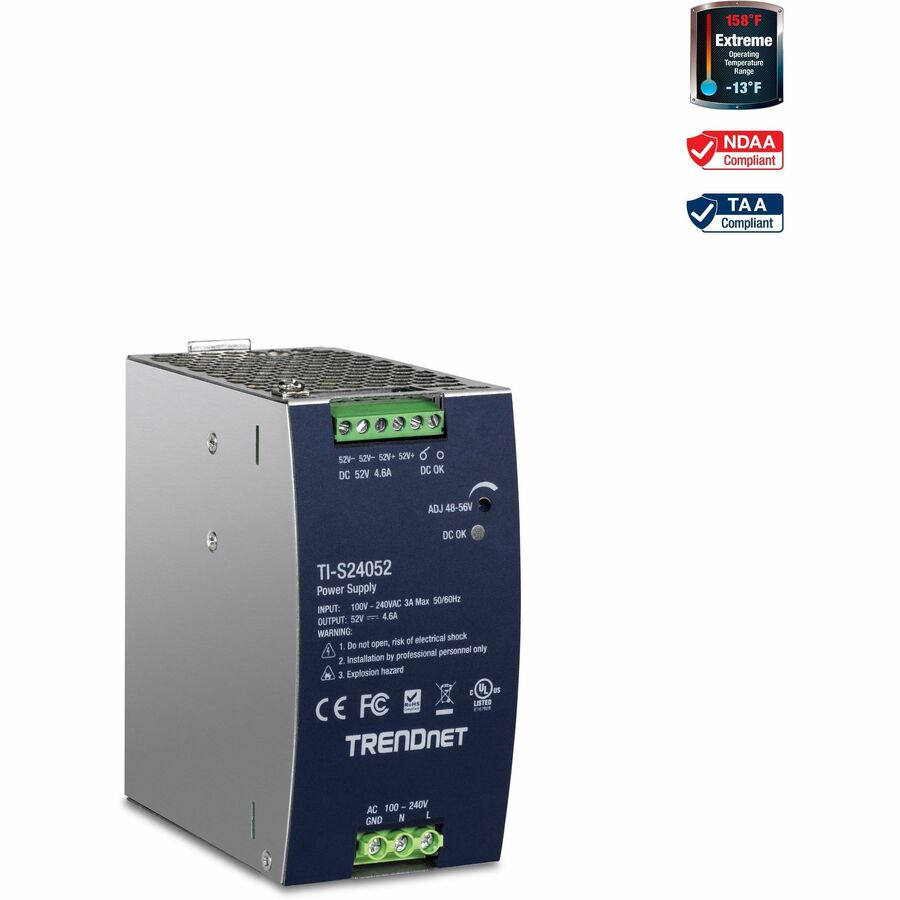240W, 52V DC, 4.61A AC TO DC DIN-RAIL POWER SUPPLY WITH PFC FUNCTION