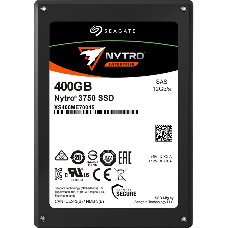 Seagate Nytro 3000 XS400ME70045 400 GB Solid State Drive - 2.5" Internal - SAS (12Gb/s SAS) - Write Intensive - Server, Storage System Device Supported - 10 DWPD - 7300 TB TBW - 2150 MB/s Maximum Read Transfer Rate - 5 Year Warranty