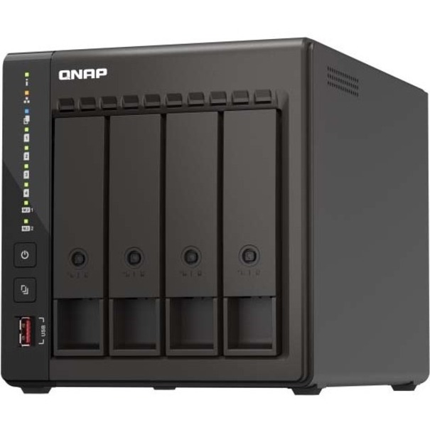 QNAP Turbo NAS TS-453E-8G SAN/NAS Storage System - 1 x Intel Celeron J6412 Quad-core (4 Core) 2 GHz - 4 x HDD Supported - 0 x HDD Installed - 4 x SSD Supported - 0 x SSD Installed - 8 GB RAM - Serial ATA/600 Controller - RAID Supported - 0, 1, 5, 6, 10, J