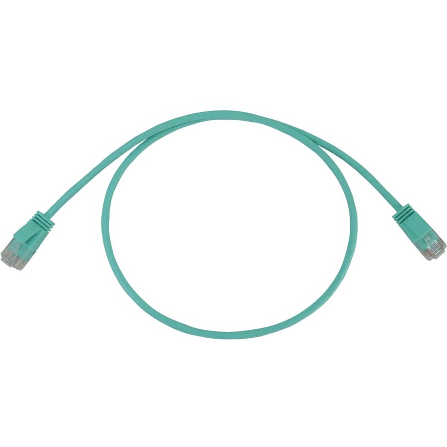 Cat6a 10g Snagless Molded Slim Utp Ethernet Cable (RJ45 M/M), Poe, Aqua,  3 Ft. (0.9 M)