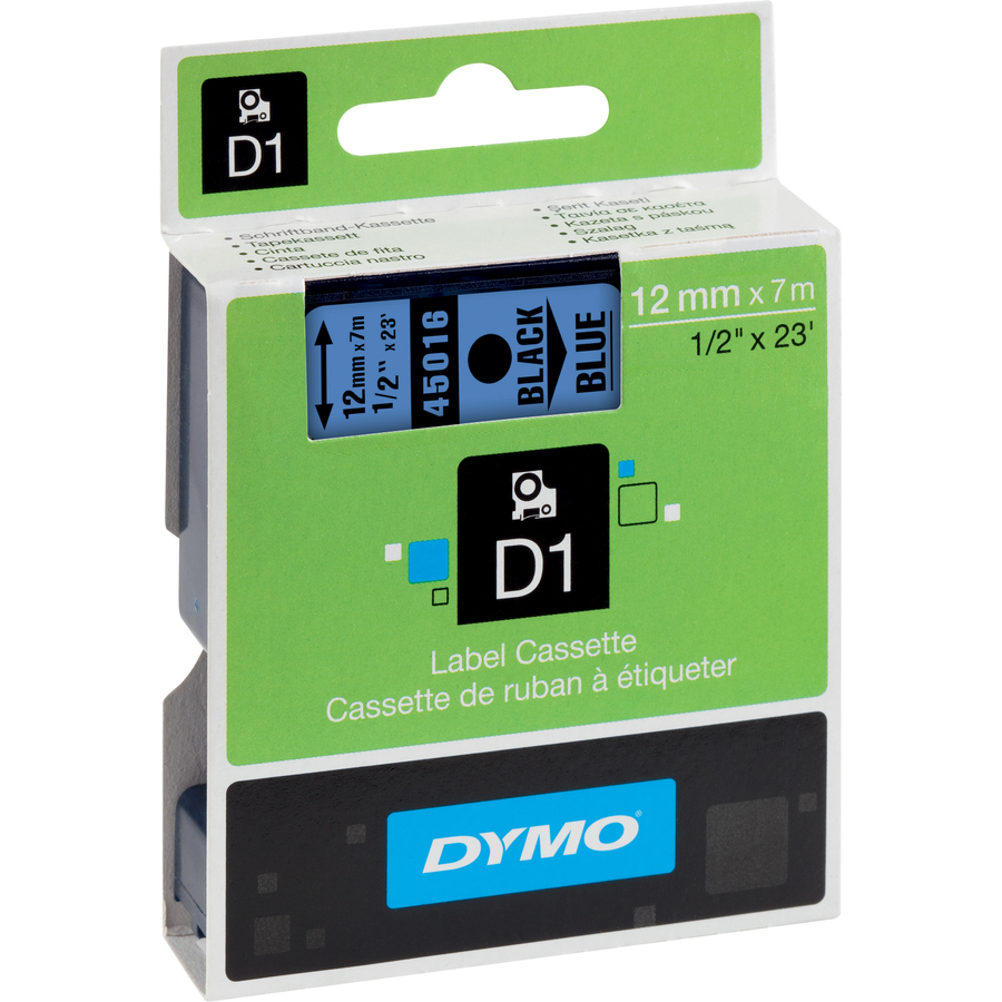 DYMO LABELMANAGER D1 TAPE 12MMX7M 1/2X23 BK/BLU