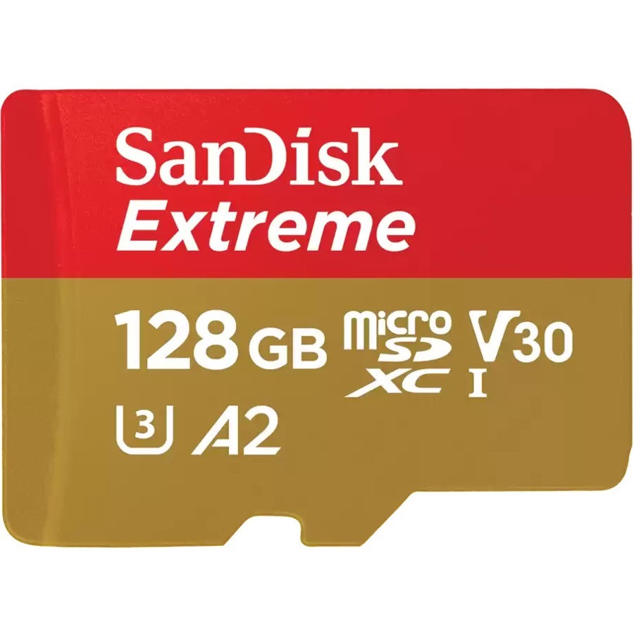 SANDISK EXTREME, MICROSDXC, MEMORY CARD, 128GB, UHS-I, 4K, CLASS 10, W/ ADAPTER,