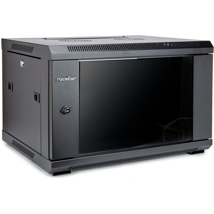 SOLIDRACK 6U WALLMOUNT RACK ENCLOSURE WITH TEMPERED GLASS WINDOW - 600MM X 450MM