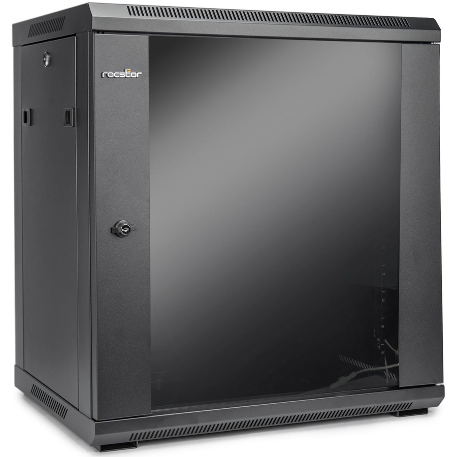 SOLIDRACK 12U WALLMOUNT RACK ENCLOSURE WITH TEMPERED GLASS WINDOW - 600MM X 450M