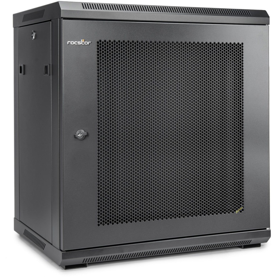 SOLIDRACK 12U WALL MOUNT RACK VENTED ENCLOSURE - FRONT & SIDE DOOR LOCKS - 200 L
