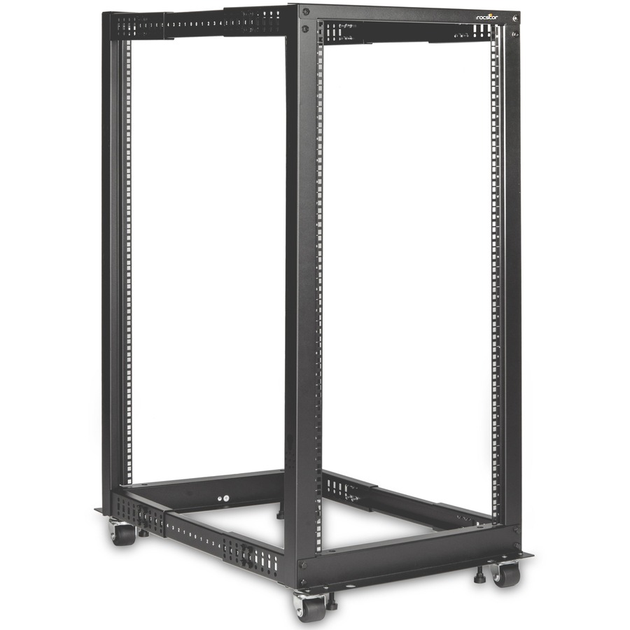 SOLIDRACK 25U ADJUSTABLE DEPTH OPEN FRAME 4 POST RACK W/ CASTERS - ASSEMBLY REQU
