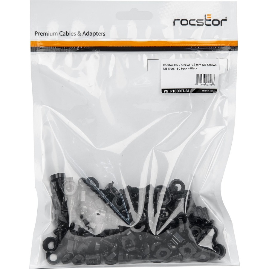 ROCSTOR 50 PACK RACK SCREWS - INCLUDES M6 12MM SCREWS AND CAGE NUTS - FOR SECURE