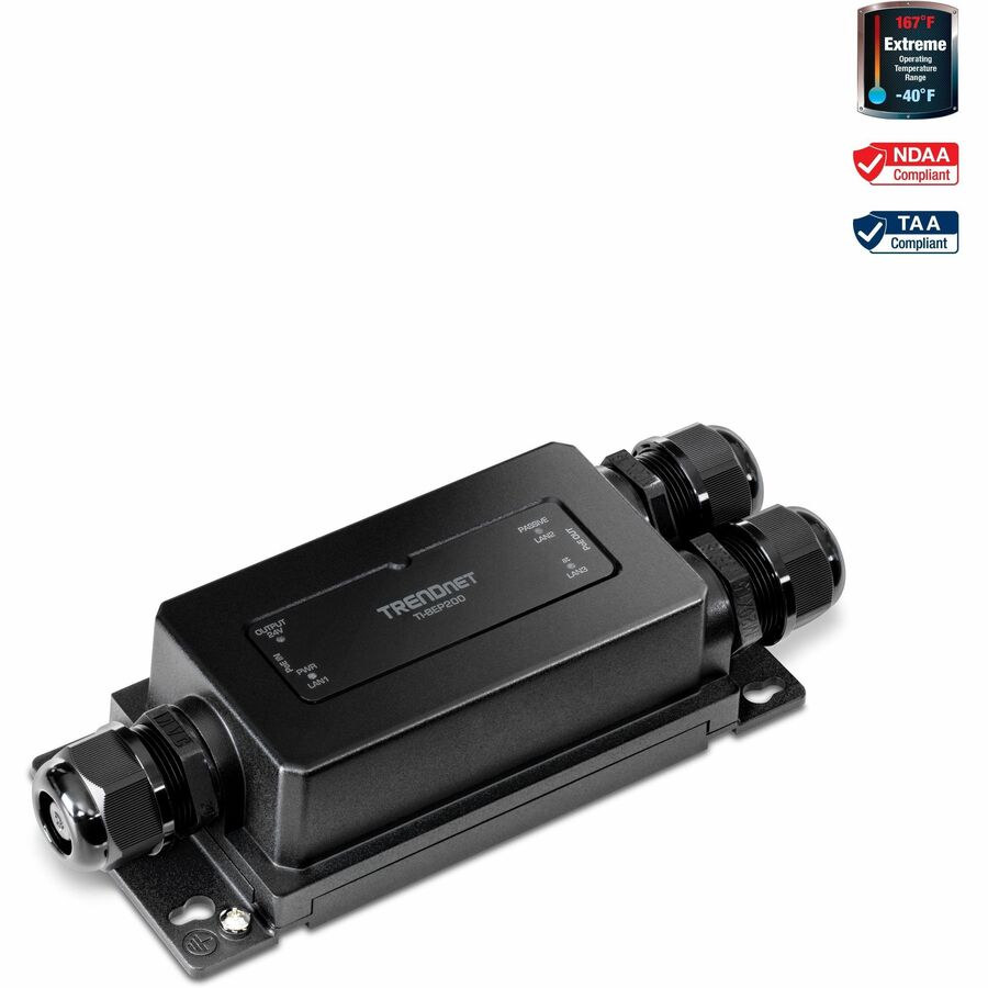 2-Port Industrial Outdoor Gigabit Active/Passive POE+ Extender