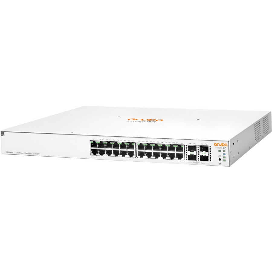 Aruba Instant On 1930 24G Class4 PoE 4SFP/SFP+ 370W Switch - 24 Ports - Manageable - Gigabit Ethernet, 10 Gigabit Ethernet - 10/100/1000Base-T, 10GBase-X - 4 Layer Supported - Modular - 490 W Power Consumption - 370 W PoE Budget - Optical Fiber, Twisted P