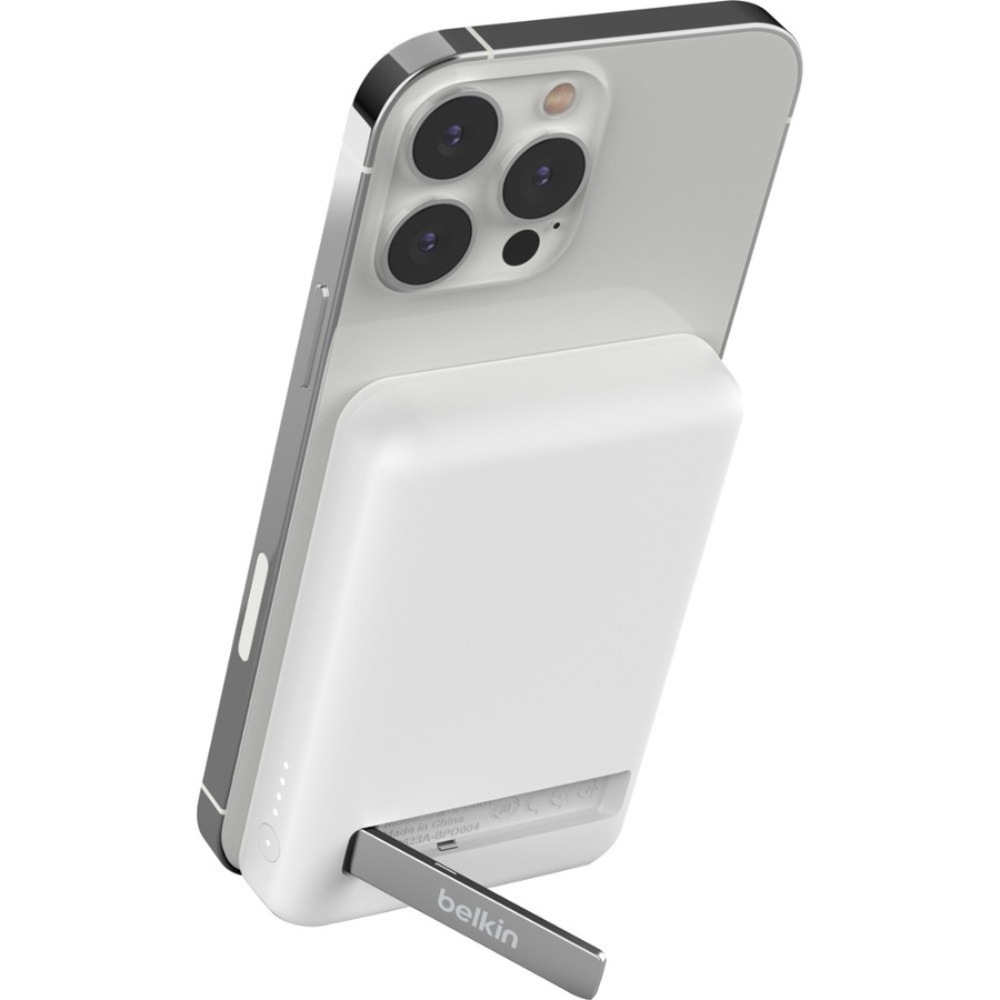 5K MAGNETIC WIRELESS POWER BANK + KICK STAND, WHITE