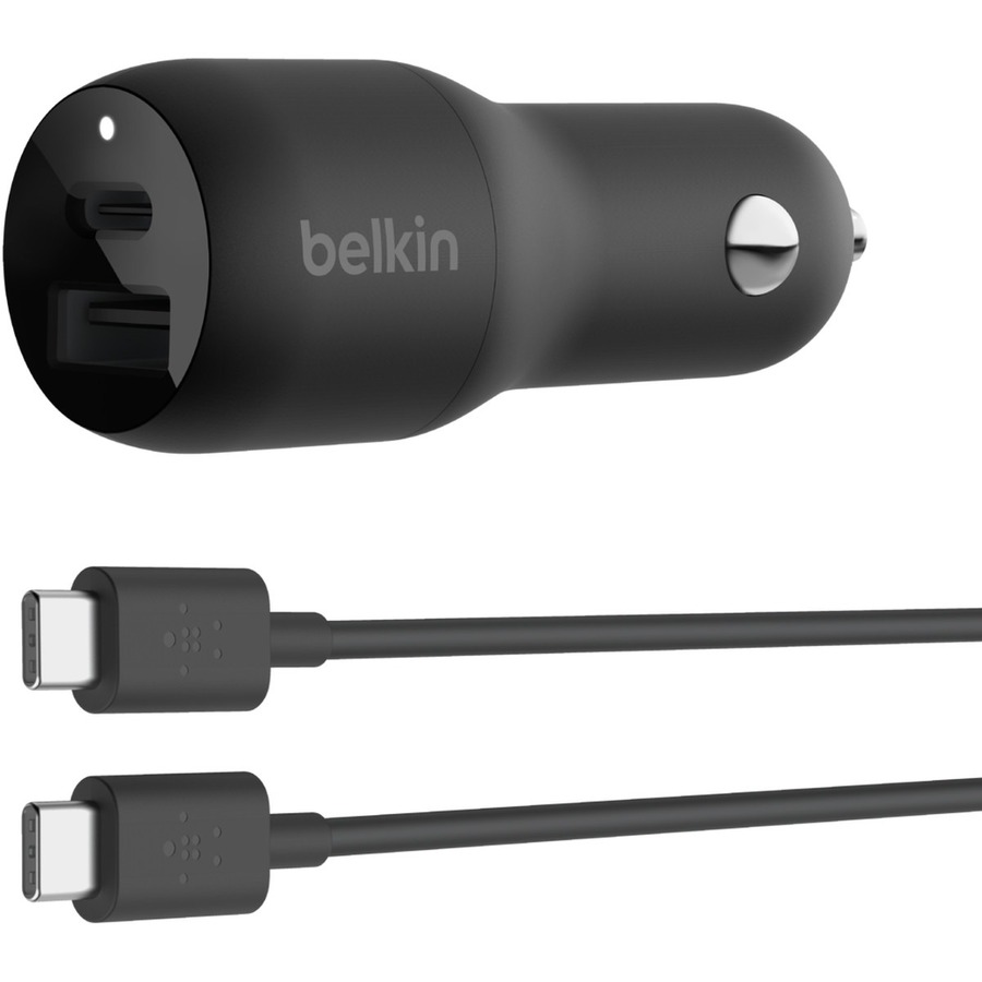 37W USB PD CAR CHARGER W/ PPS, BK W/PVC, C-C, 1M