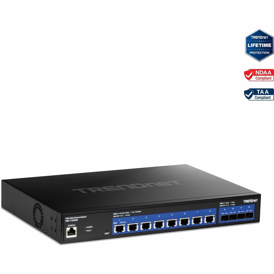 TRENDnet TEG-7124WS 12-Port 10G Web Smart Switch | 10G, Rack Mount