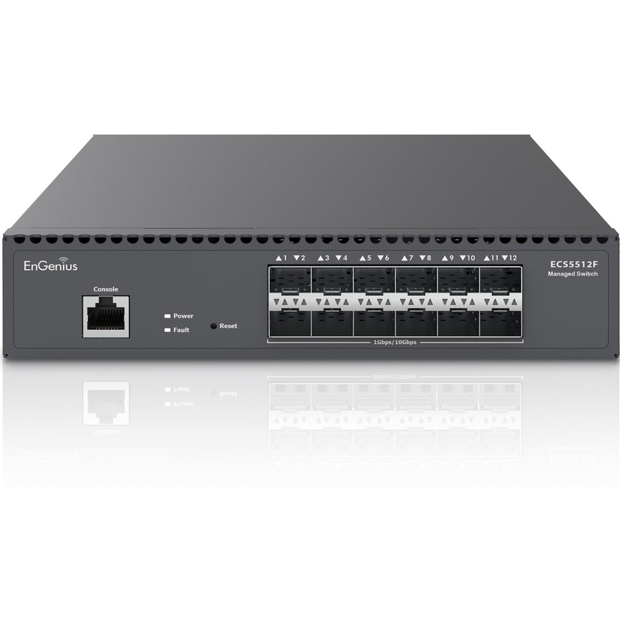 Engenius Cloud-Managed Ecs5512f 12-Port 10g Fiber SFP+ Half-Rack Aggregate Switc