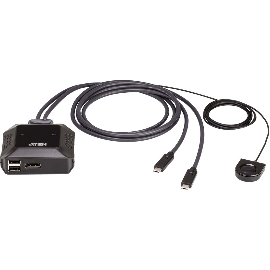 2-PORT USB-C 4K DISPLAYPORT CABLE SWITCH WITH REMOTE PORT SELECTOR