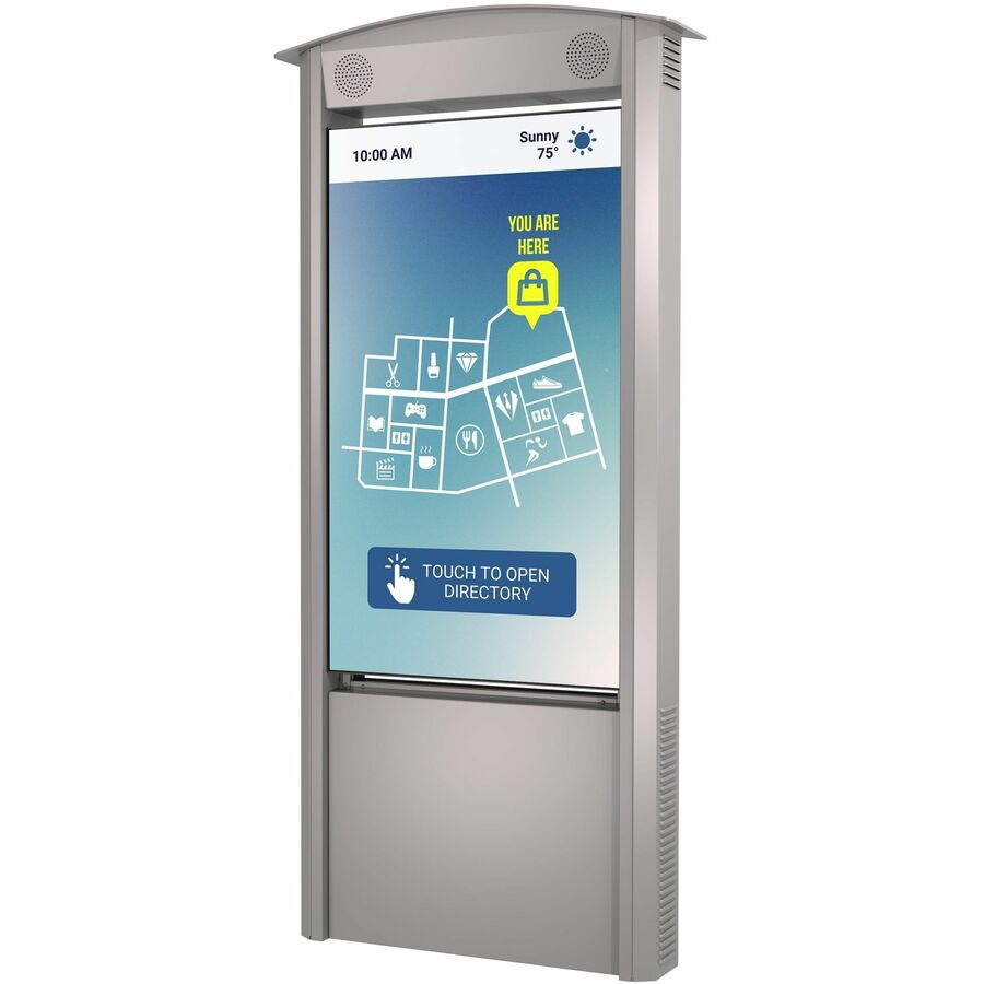 SINGLE SIDED OUTDOOR SMART CITY KIOSK W/SPEAKERS - SILVER W/XHB DISPLAY