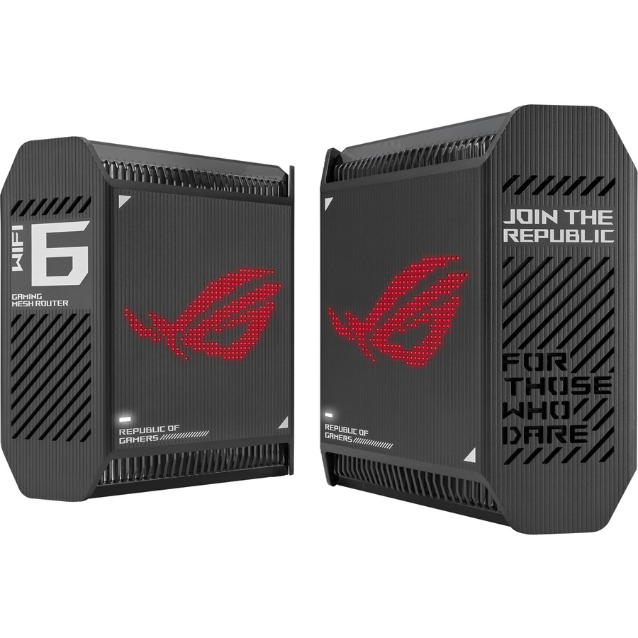 ASUS ROG Rapture GT6 (2PK) Tri-Band WiFi 6 Gaming Mesh WiFi System, covers up to 5,800 sq ft, 2.5 Gbps port, triple-level game acceleration, ASUS RangeBoost Plus, UNII 4, Free lifetime internet security, Black