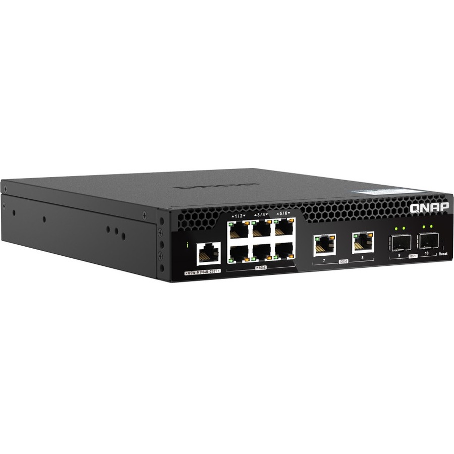 QNAP RACKMOUNT SWITCH QSW-M2106R-2S2T-US, MANAGEMENT SWITCH, 6 PORT 2.5GBPS, 2 P
