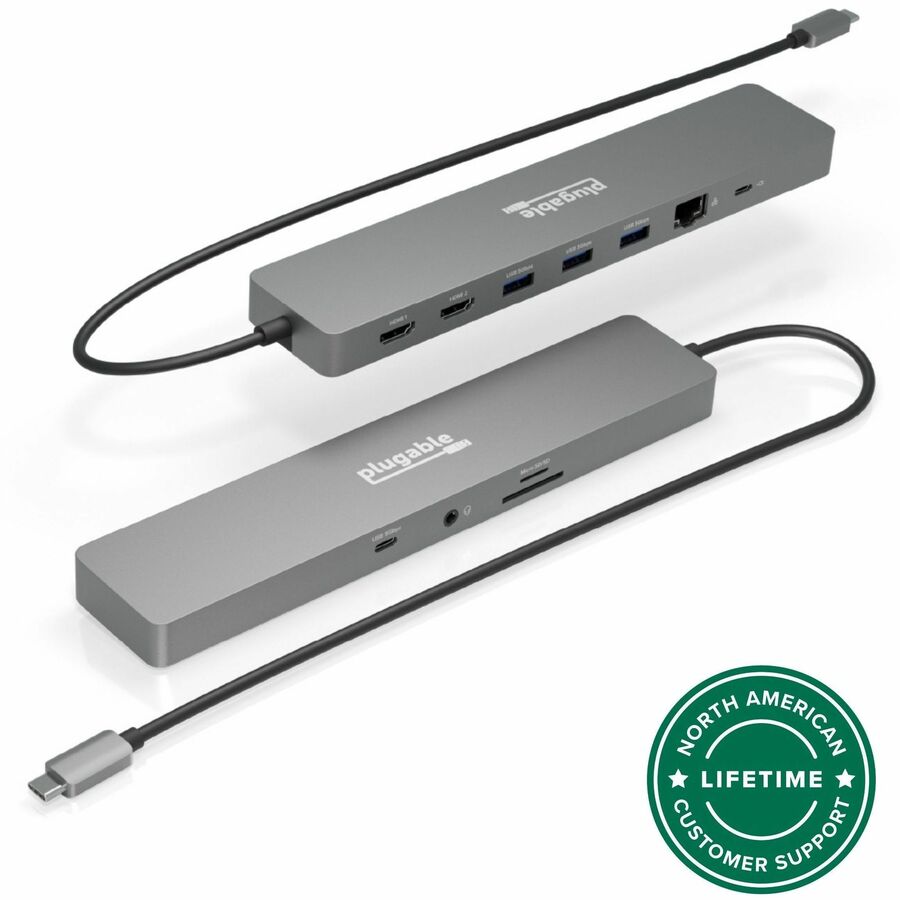 PLUGABLE 11-IN-1 USB-C HUB 100W PASS-THROUGH, DRIVERLESS LAPTOP DOCKING STATION