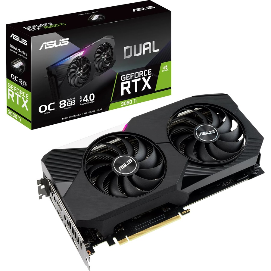 ASUS DUAL GeForce RTX 3060 Ti Graphics Card PCIe 4.0, 8GB GDDR6X , HDMI 2.1, DP1.4a, 2-slot design DUAL-RTX3060TI-8GD6X (Refurbished)