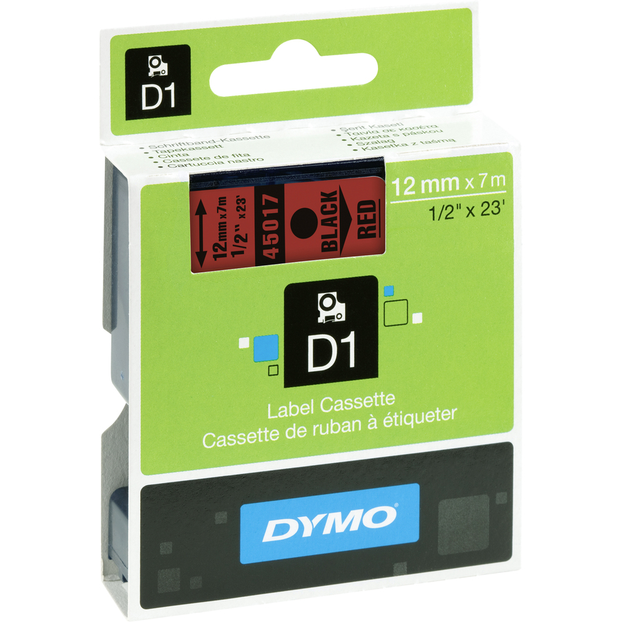 DYMO LABELMANAGER D1 TAPE 12MMX7M 1/2X23 BK/RD GLOBAL