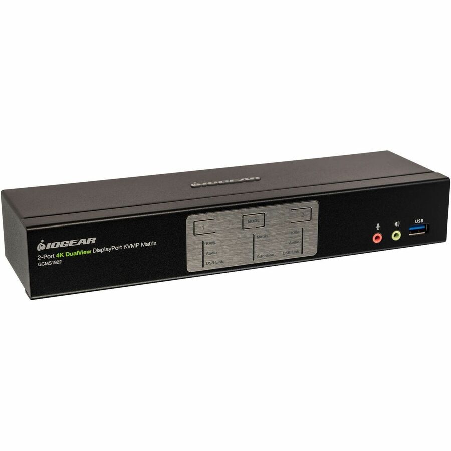 2-PORT 4K DUAL VIEW DISPLAYPORT MATRIX KVM WITH USB/AUDIO/MOUSE CROSSOVER SWITCH