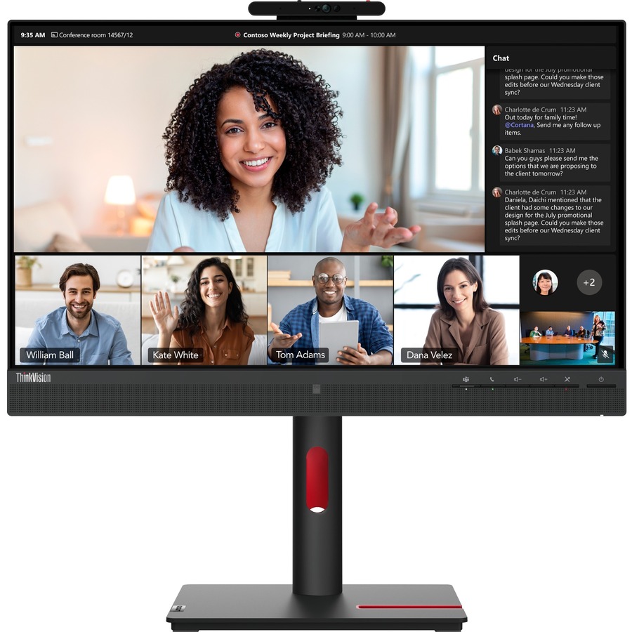 Lenovo ThinkVision T24mv-30 24" Class Webcam Full HD LCD Monitor - 16:9 - Raven Black - 23.8" Viewable - In-plane Switching (IPS) Technology - 1920 x 1080 - 16.7 Million Colors - 250 cd/m&#178; - 4 ms - Speakers - HDMI - DisplayPort - USB Hub