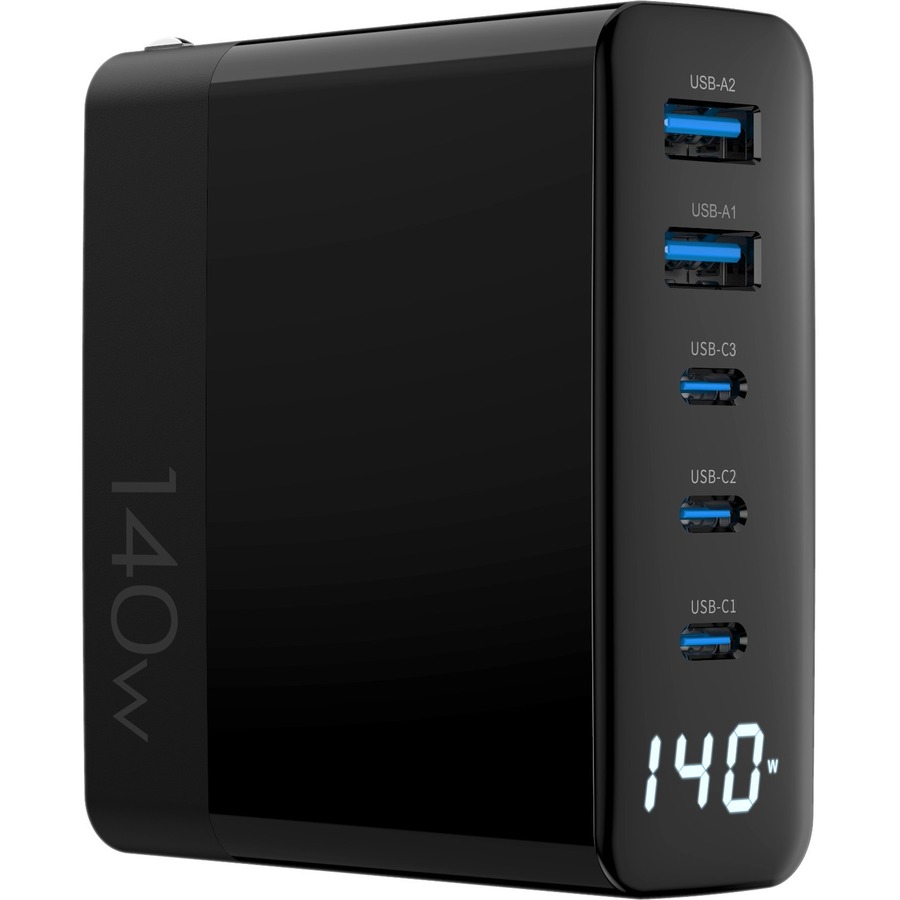 4xem 140w Gan Pd Charger 2 X USB-a 3 X USB-C Black