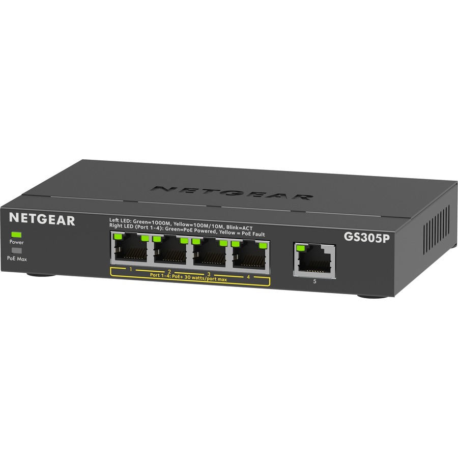 GS305P-300NAS - 5-PORT GIGABIT ETHERNET UNMANAGED POE+ ESSENTIALS SWITCH (63W) -
