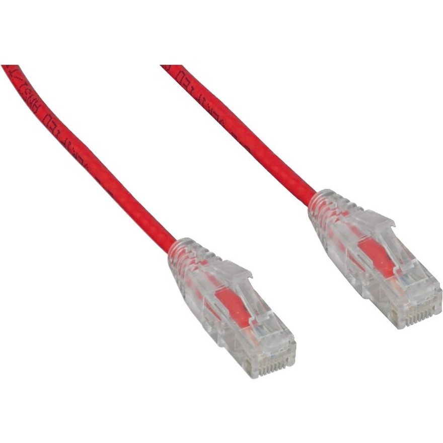 CAT6 ULTRA SLIM 28AWG CLEAR SNAGLESS MOLDED BOOT UTP RJ45 PATCH CORD 100FT RED