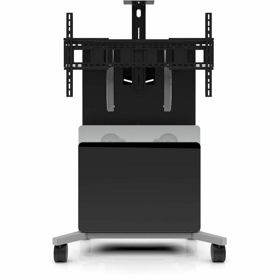 MOBILE CART SUPPORTS SINGLE DISPLAY UP TO 82 INCH. INCLUDES POWERED SPEAKER MODU