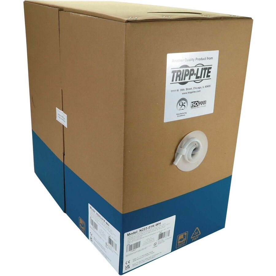 Eaton N223-01K-WH Cat6a Bulk Cable, 1,000 ft, White | CMR, 10G